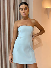 Sir Sandrine Strapless Mini Dress in Ice Blue