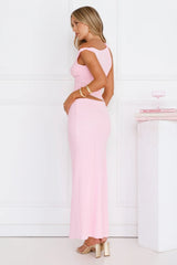 Everyday Pretty Off Shoulder Mesh Maxi Dress Pink
