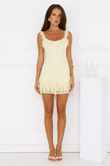 Little Sultry Lace Mini Dress Yellow